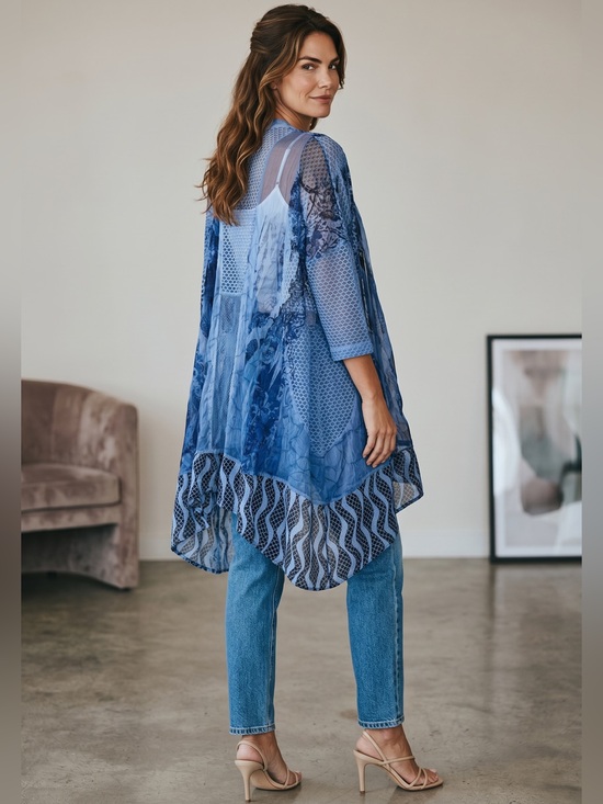 Kamana Sweaters - Kamana Kimono Ethereal blue Dreamscape cardigan. Size medium GUC